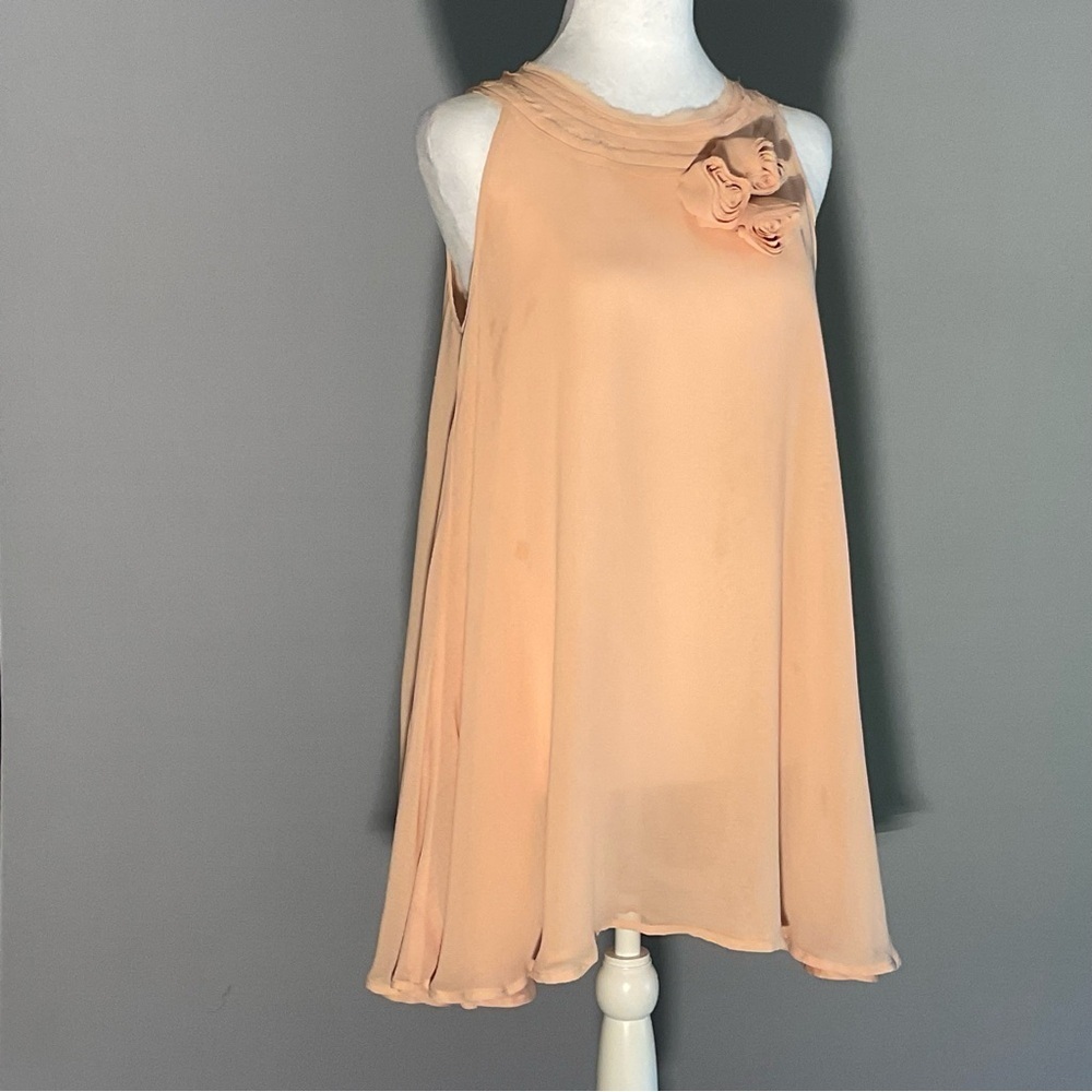 Twelve by Twelve Los Angeles Blush Chiffon Floral Appliqué Blouse Size S - Picture 10 of 16